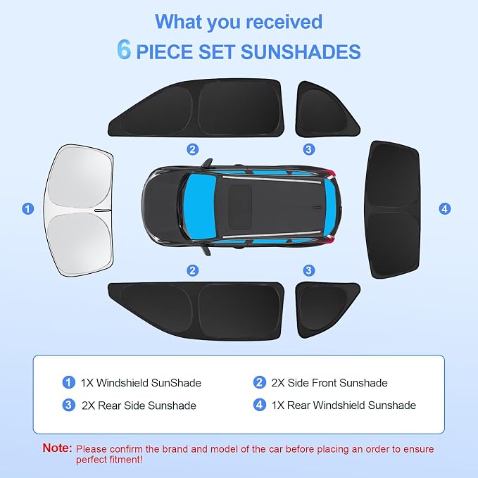 6pcs Car Window Shades for Dodge Challenger 2015-2023 Accessories, Windshield - Image 7