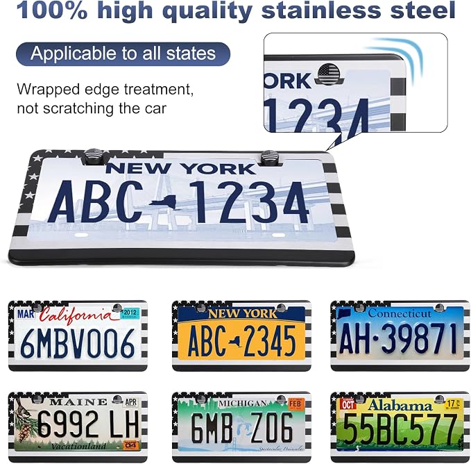 2 Pack License Plate Frames, Stainless Steel Car License Plate Cover Car - Image 4