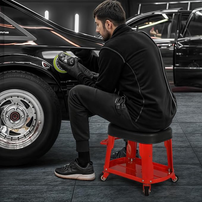 M-AUTO Heavy Duty Garage Rolling Work Seat 300LBS Capacity Mechanics Stool - Image 2
