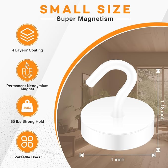 Neosmuk Magnetic Hooks, Cruise Ship Essentials, 80lb+ Heavy Duty Magnetic Hooks - Image 6