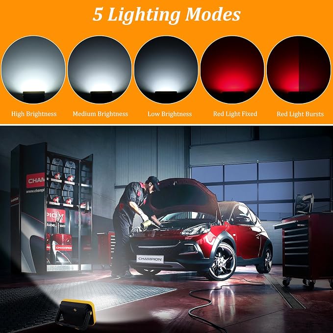2 Pack Work Light Portable SMD LED Super Bright Rechargeable Flood Light - Image 3