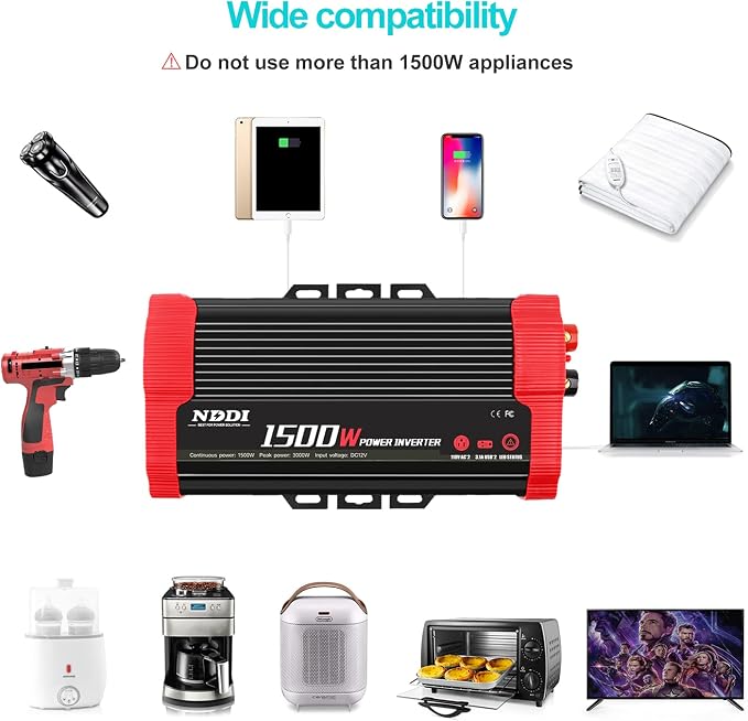 1500W Car Power Inverter 12V DC to 110V AC Car Converter Charger Adapter - Image 6