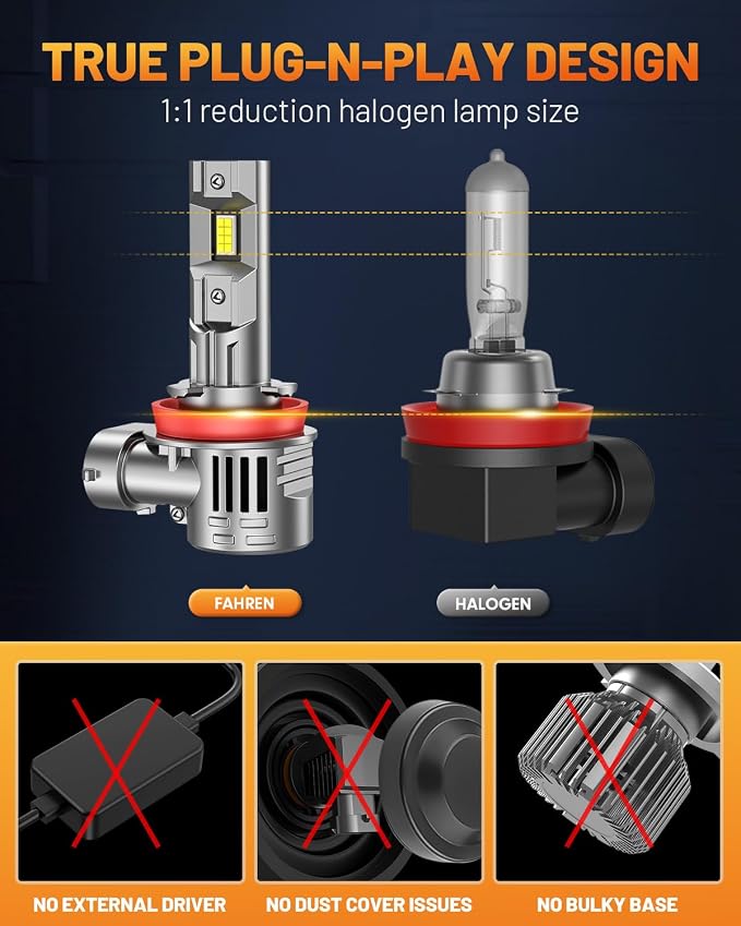 forenner 9005 H11 Light Bulbs Combo 100000LM 1000% Brighter, 2025 Upgraded HB3 - Image 4
