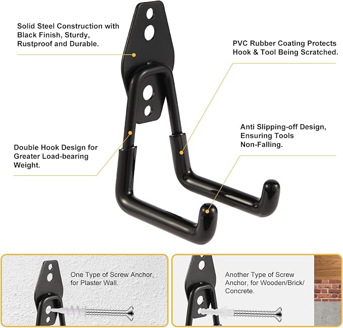 Garage Hook Heavy Duty Wall Storage Hangers, 26 Pack Garage Storage Hooks Steel - Image 4