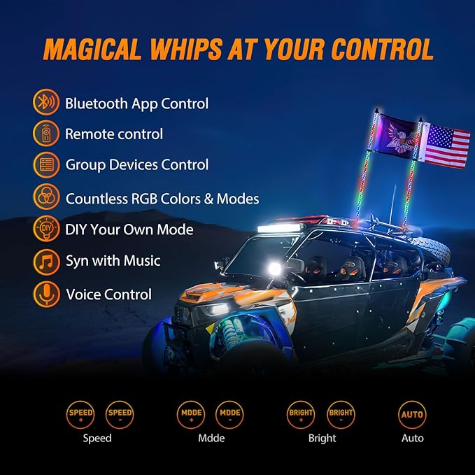 Nilight 2PCS 6FT RGB LED Whip Light - Image 2