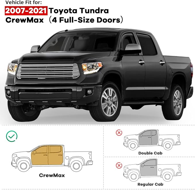 4PCS in Channel Rain Guards for Toyota Tundra Crew Max 2007 2008 2009 2010 2011 - Image 2