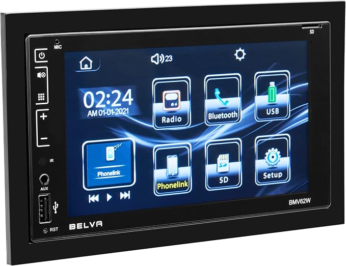 Belva BMV62W 6.2" Double DIN Touchscreen Bluetooth Car Stereo Receiver by Belva
