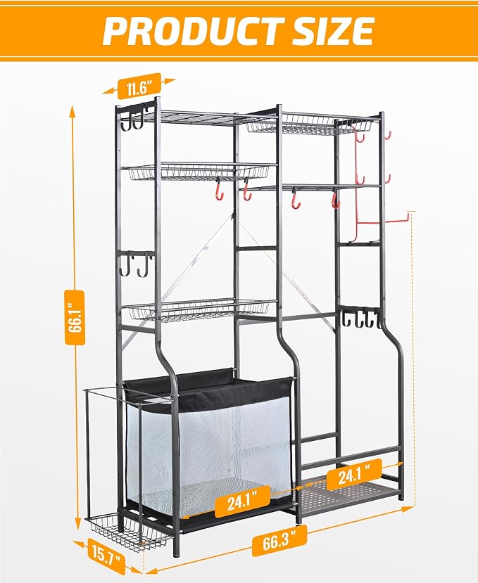 PLKOW Golf Storage Ball Rack Garage Organizer, 2 Golf Bag Organizer and Other - Image 6