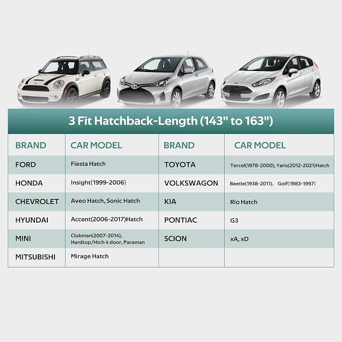 Car Covers for Hatchback Waterproof All Weather, Universal Fit for Mini Cooper - Image 5
