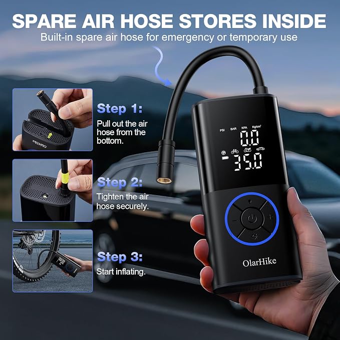 OlarHike Tire Inflator Portable Air Compressor, Long Range Battery-Powered - Image 8