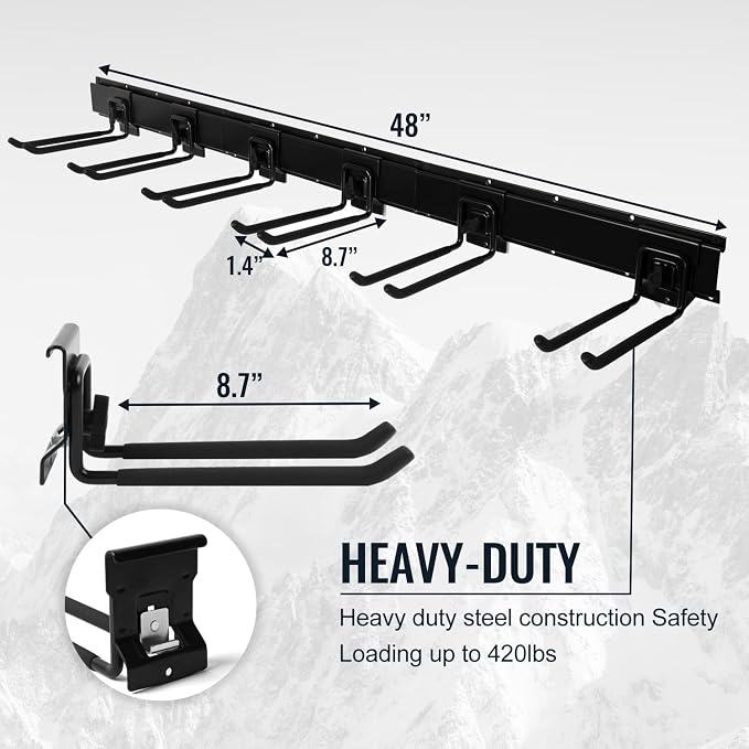 Locking Garden Tool Organizer, Garage Organization Wall Mount Storage Rack - Image 3