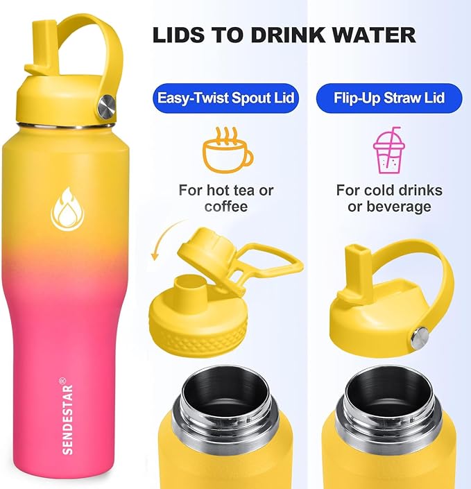 SENDESTAR 32oz Water Bottle Wide Mouth Stainless Steel Vacuum Insulated Double - Image 3