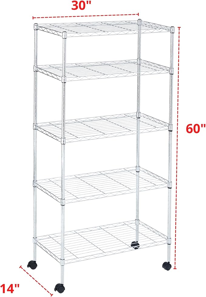 Displays By Jack 5 Tier Heavy Duty Wire Shelving Unit Storage Rack - Image 3