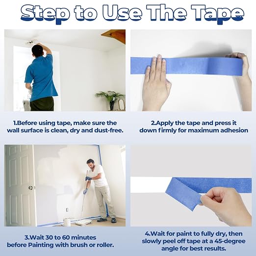 10 Rolls Blue Painters Tape 2 Inch, Bulk Masking Master Tape 60 Yards, Wall - Image 5