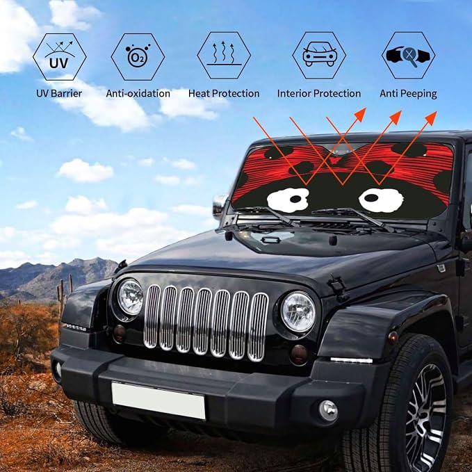 Cute Coccinellidae Car Sun Shade Windshield Sunshade Foldable Front Window - Image 5