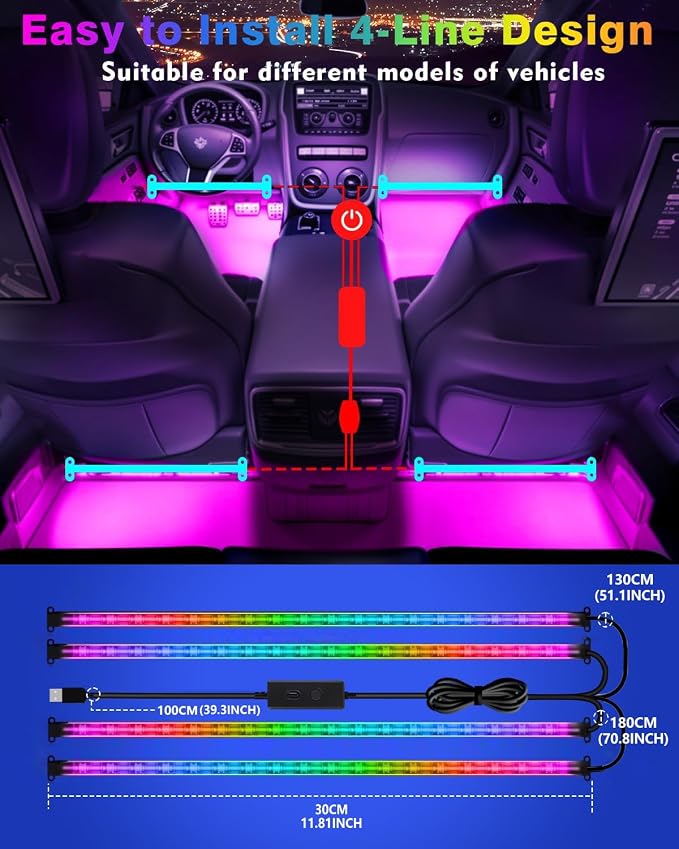 72LED USB Interior Strip Lights Dream Color RGB-IC 12V DC - Image 8