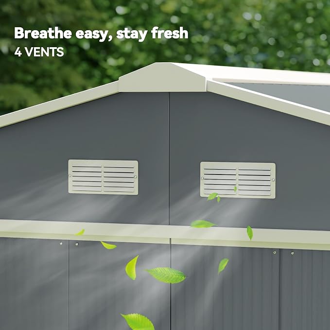 Outsunny 11' x 13' Outdoor Storage Shed, Garden Tool Metal Shed - Image 8
