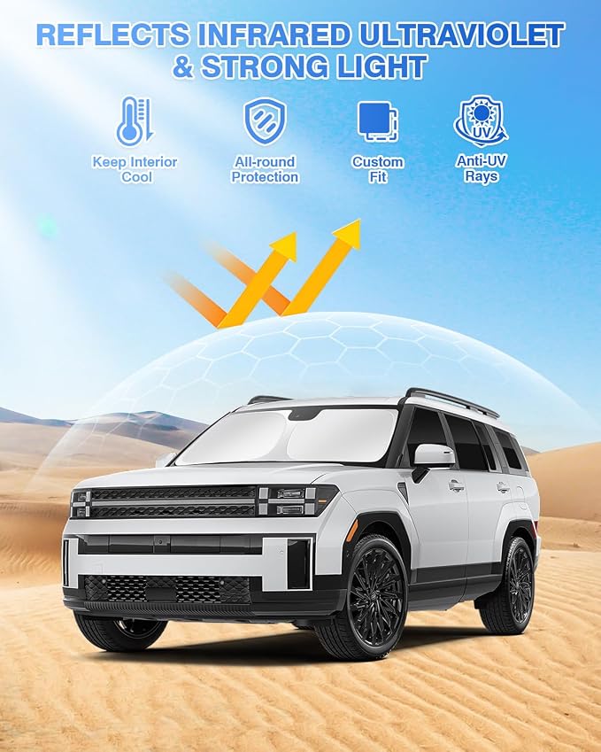 Sunshades for Hyundai Santa Fe 2024 2025 2026 Accessories Windshield Sun Shade - Image 2