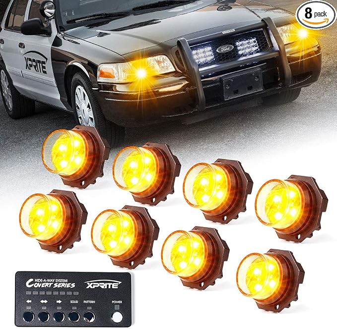 Xprite Amber LED Hideaway Strobe Lights Kit 20 Flashing Patterns w/Control by XPRITE
