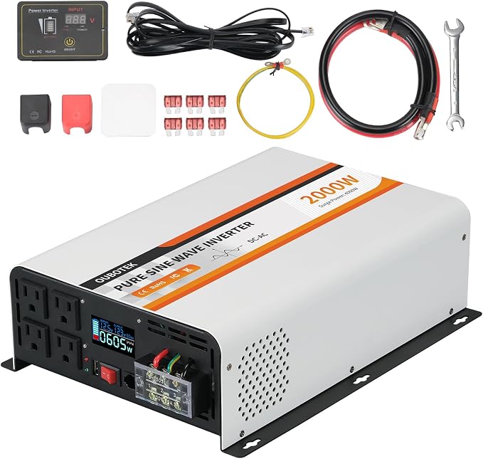 2000W Pure Sine Wave Inverter 12V DC to 120V AC Converter by OUBOTEK
