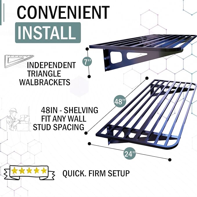 2-Pack 2x4ft Garage Wall Shelving, 2 Shelf Total 8 ft Garage Wall Storage - Image 4