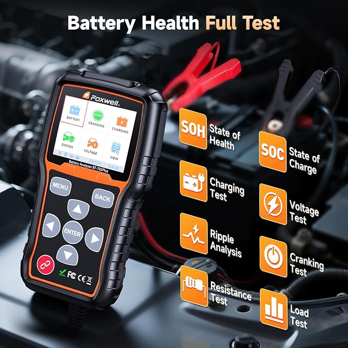 FOXWELL BT705 Plus Car Battery Tester 12V 24V Automotive, 100-2000CCA Battery - Image 2