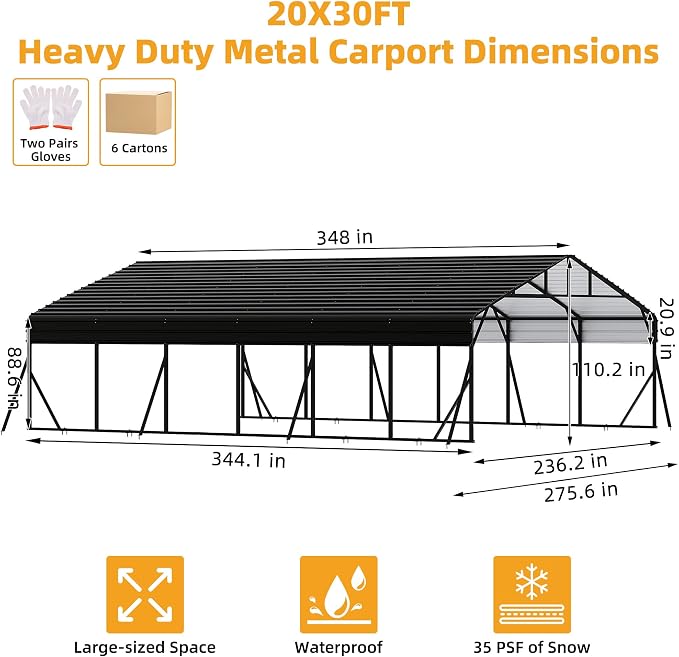 20' x 30' Heavy Duty Metal Carport - Image 2