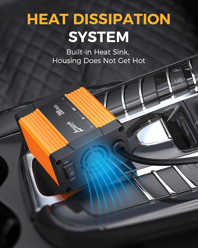 Ampeak 200W Car Power Inverter 4.8A Dual USB Ports AC Outlet Car Inverter DC - Image 6
