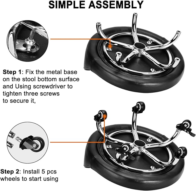 Rolling Stool with Backrest Low Height Rolling Stool with PU Leather, Roller - Image 8