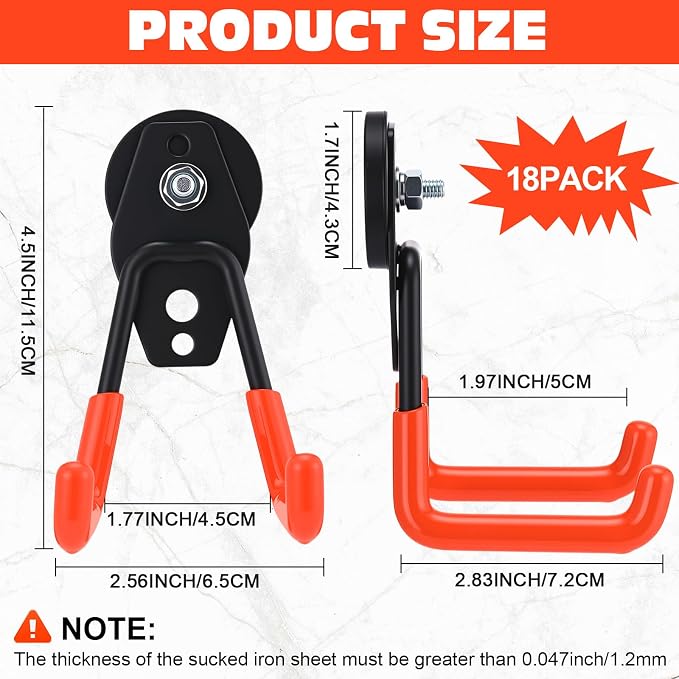 Landhoow 18 Pcs Large Magnetic Hooks Heavy Duty Garage Magnet Hooks Strong - Image 2