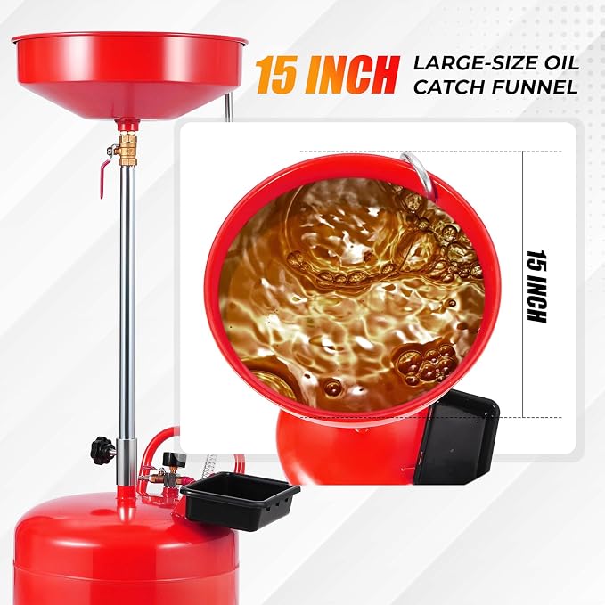 20 Gallon Waste Oil Drain Tank Portable Air Operated Oil Drainer - Image 4