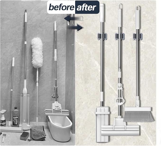 3-H Mop and Broom Holder Wall Mount 25 Pack, Broom Hanger Wall Mount - Image 6