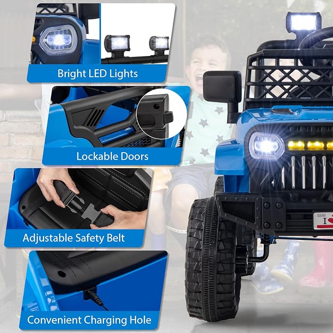 Costzon Kids Ride On Truck, 12V Battery Powered Electric Vehicles w/Remote - Image 5