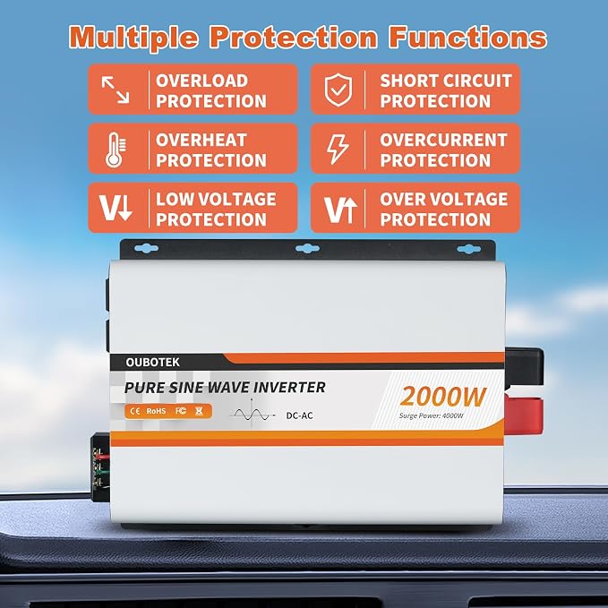 2000W Pure Sine Wave Inverter 24V DC to 120V AC Converter - Image 3