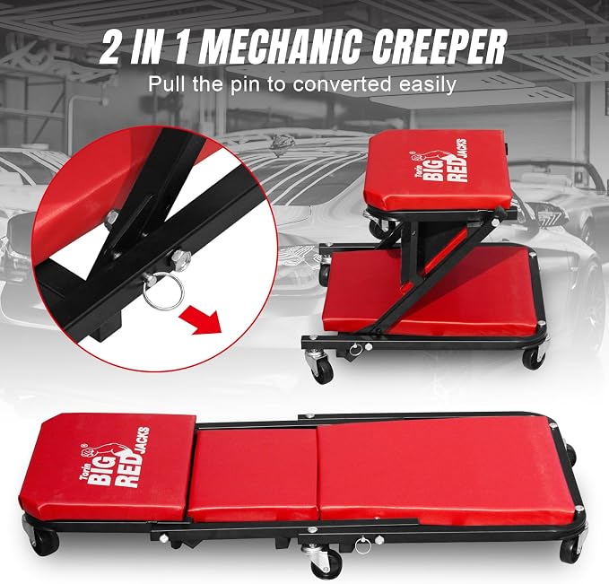 BIG RED ATR6036ZER 36" Foldable Z-Creeper Seat: 2-in-1 Garage Shop Creeper - Image 2