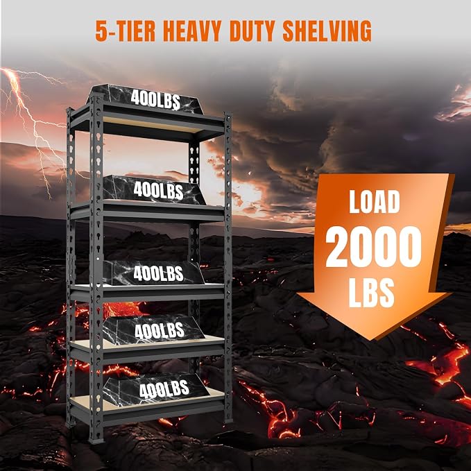 BIG RED Storage Shelving Unit, 5-Tier Adjustable, Heavy Duty Metal Garage - Image 5