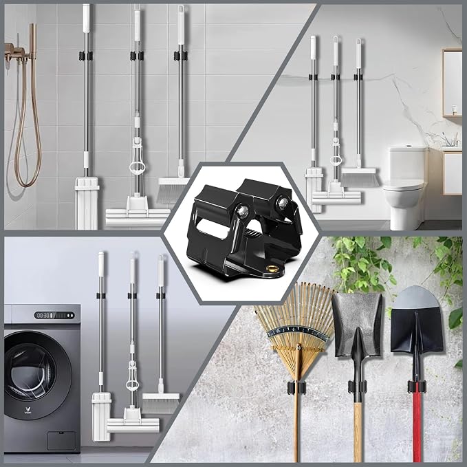 Mop and Broom Holder Big Size Hanging 1 KG Extra, Broom Holder 8 Pack, Broom - Image 3