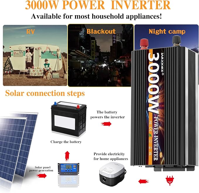 3000W Power Inverter 12V DC to AC 110V/120V 6000W Converter 3 sockets car - Image 4