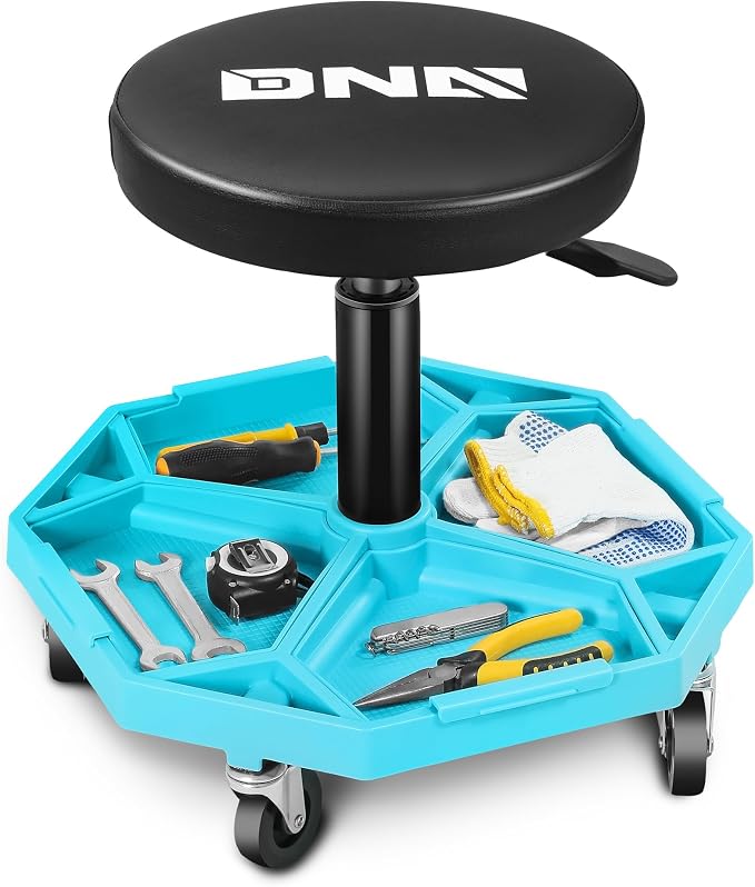 DNA MOTORING Adjustable Height Pneumatic Garage Seat Rolling Mechanic Stool - Image 7