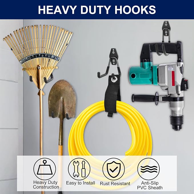 18 Pack Garage Hooks, Anti-Slip Coating, Hooks - Image 7