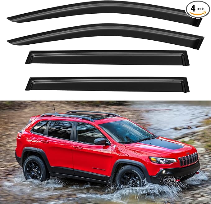 Window Visors Rain Guards for 2014-2023 Jeep Cherokee, Out-Channel Window Vent by YQAUTEC