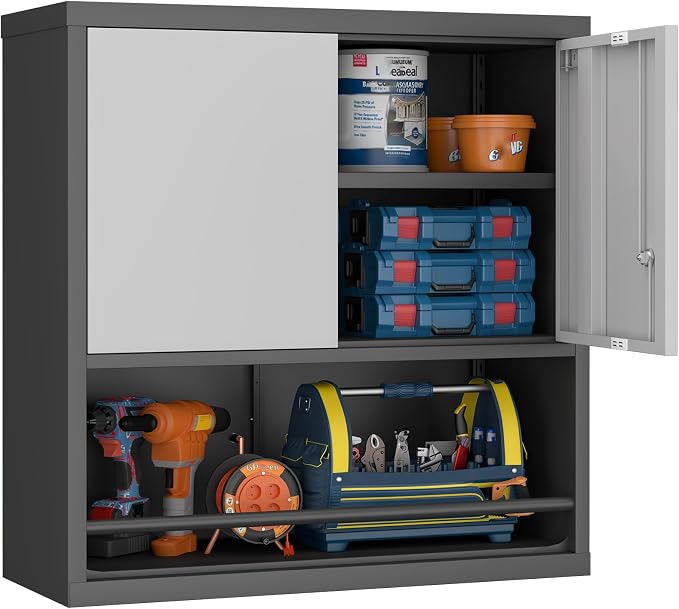 GREATMEET 31" H Metal Garage Storage Cabinets, Wall Cabinet Storage, Lockable by GREATMEET