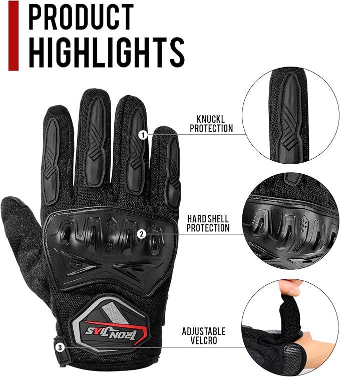 BORLENI Motorcycle Riding Gloves Touch Screen Full Finger Glove Motocross Road - Image 3