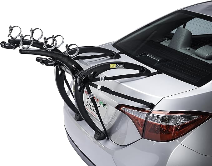 Saris Bones 3-Bike Trunk Rack Bicycle Carrier, Anti-Sway Straps, Fits Most by Saris