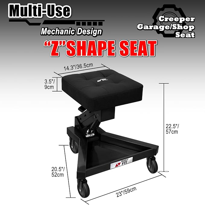Mechanic Stool with Wheels, Hydraulic Adjustable Shop Stool on Wheels, Garage - Image 7