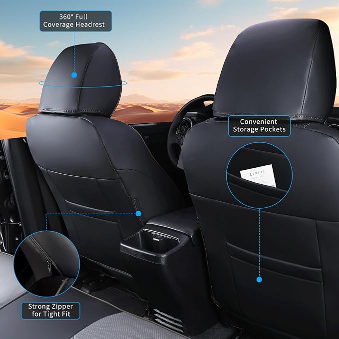 Car Seat Covers Full Set for Toyota Tacoma Double & Crew Cab 2023 2022 2021 - Image 2