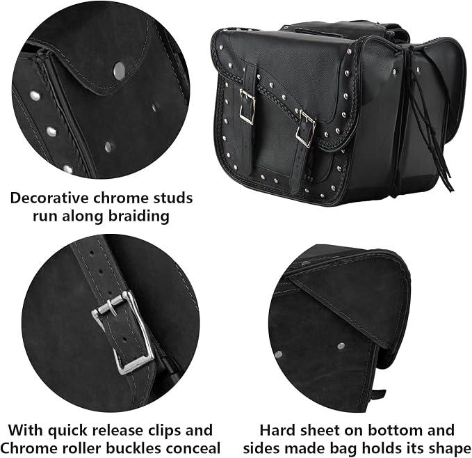 GARGOYLE BELLS Genuine Leather Motorcycle Saddle Bags Motorcycle Luggage Bag - Image 2
