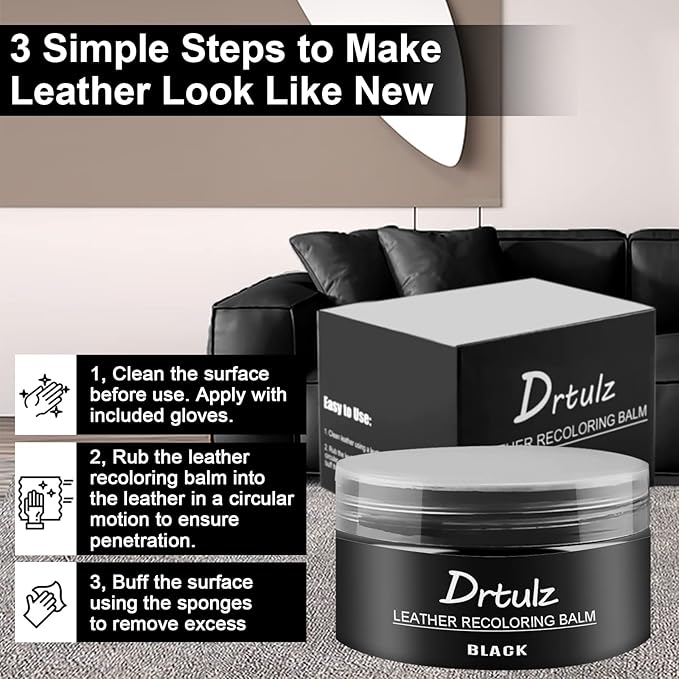 Black Leather Recoloring Balm, Leather Color Restorer Conditioner, Leather - Image 5