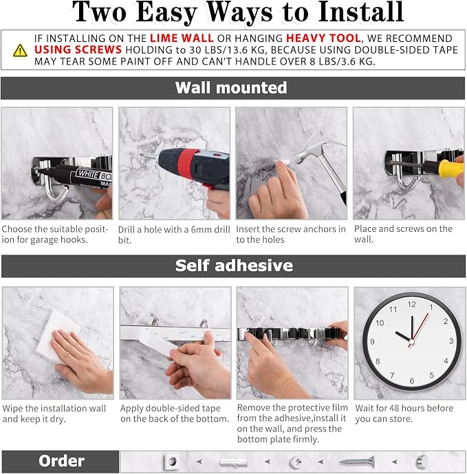 2 Pack Mop and Broom Holder Wall Mount, 5 Racks and 4 Hooks Broom Organizer - Image 5