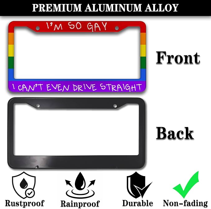 License Plate Frames Rainbow Automotive Exterior Accessories I'm So Gay I Can’t - Image 3
